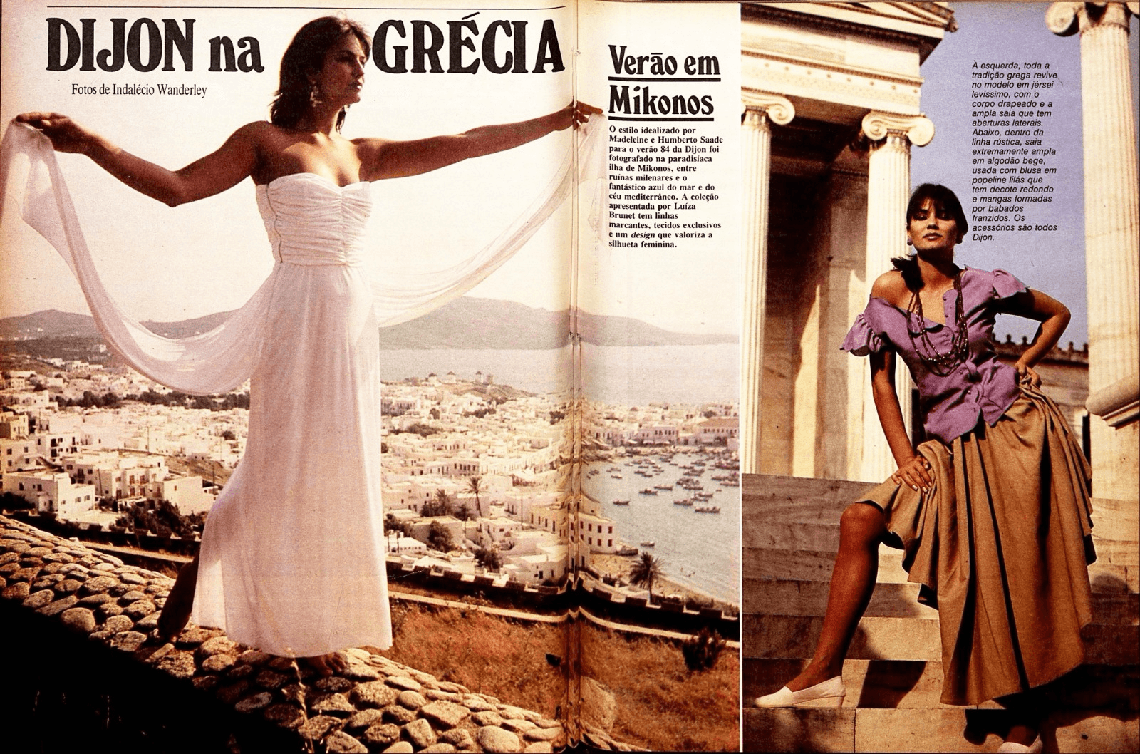 Editorial internacional da Dijon fotografado em Mikonos na Grécia para a coleção Verão 1984