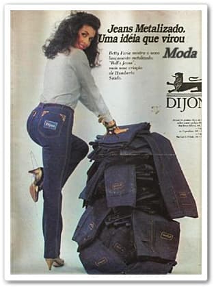 Anúncio Dijon de jeans metalizado apresentado por Betty Faria