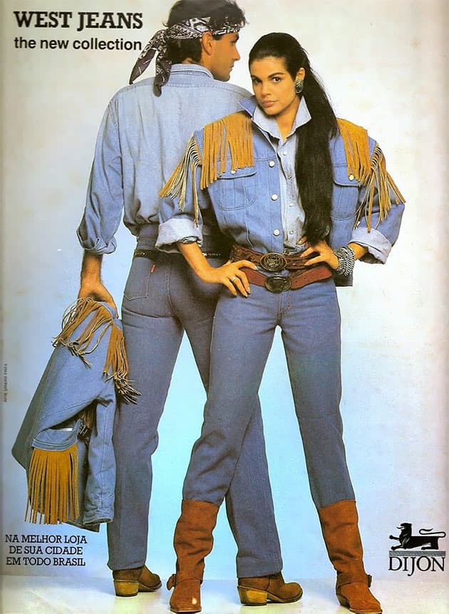 Campanha Dijon Jeans dos anos 1980 com inspiração western